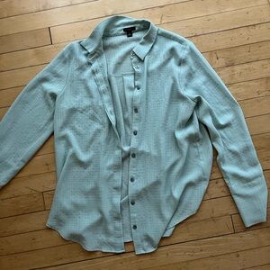 Ann Taylor Factory Light Green Button Down Shirt